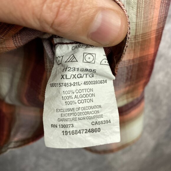 Wrangler Retro Premium Western Pearl Snap Shirt Mens XL Maroon Plaid Rustic Gorp - Picture 8 of 11